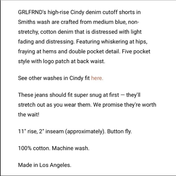 Grlfrnd Cindy’ denim short button fly hi-rise - Picture 10 of 10